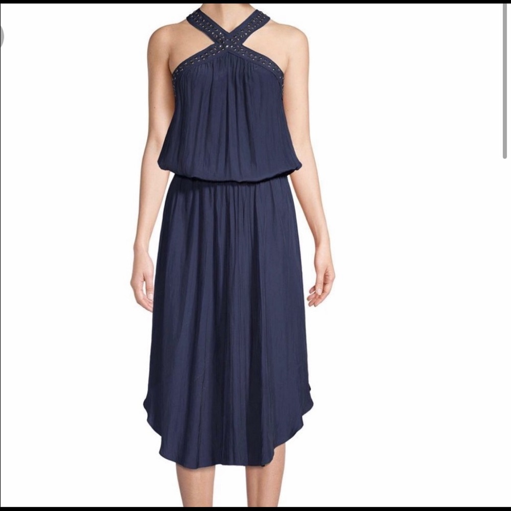 RAMY Brook New York Summer Halter Dress w/ Metal Trim XS NWT